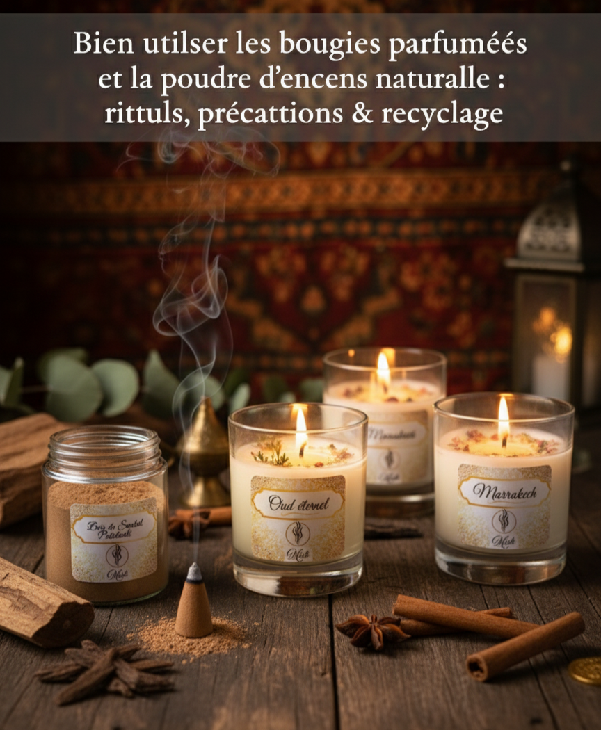 Bien utiliser les bougies parfumées et la poudre d’encens naturelle : rituels, précautions & recyclage