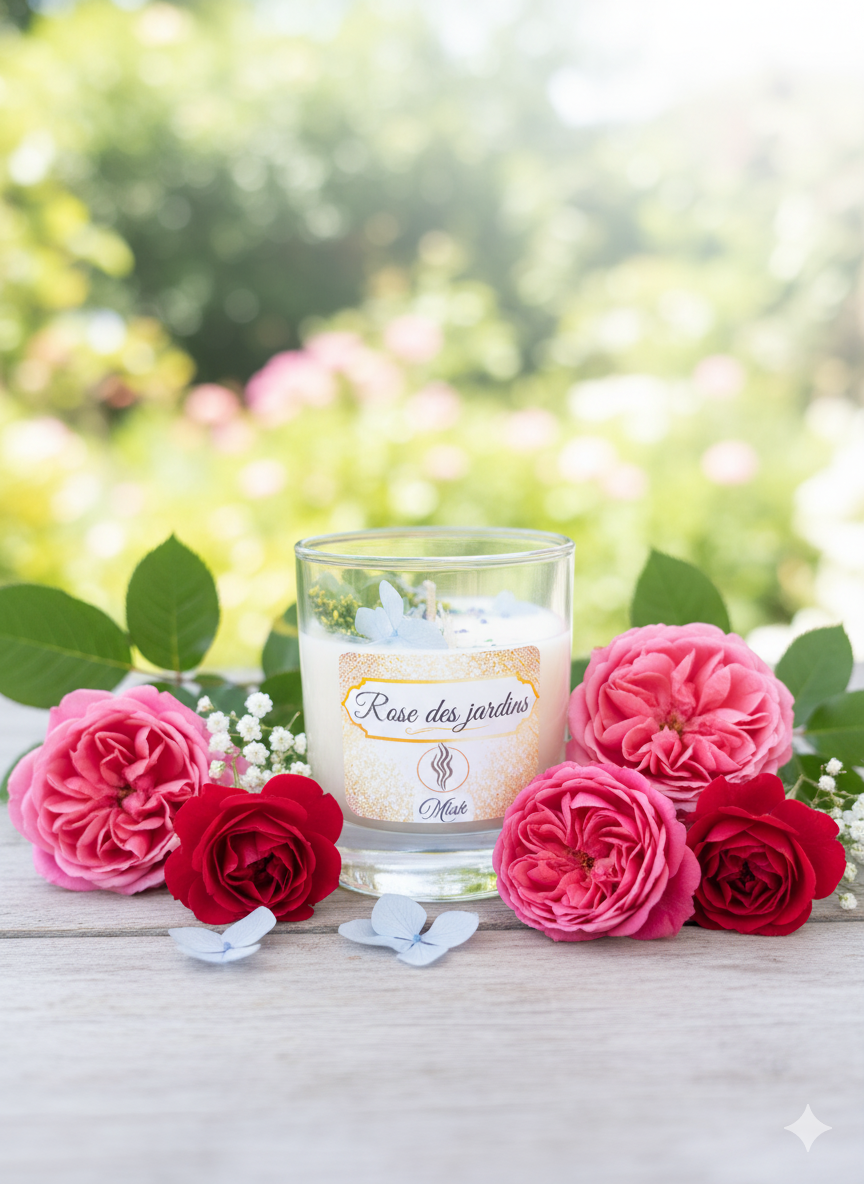 Bougie parfumée - Parfum Rose des jardins
